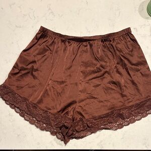 Old Navy Brown Satin Lace-Trim Sleep Shorts